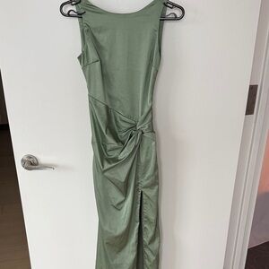 Abercrombie & Fitch Olive Green Knot-Front Maxi Dress